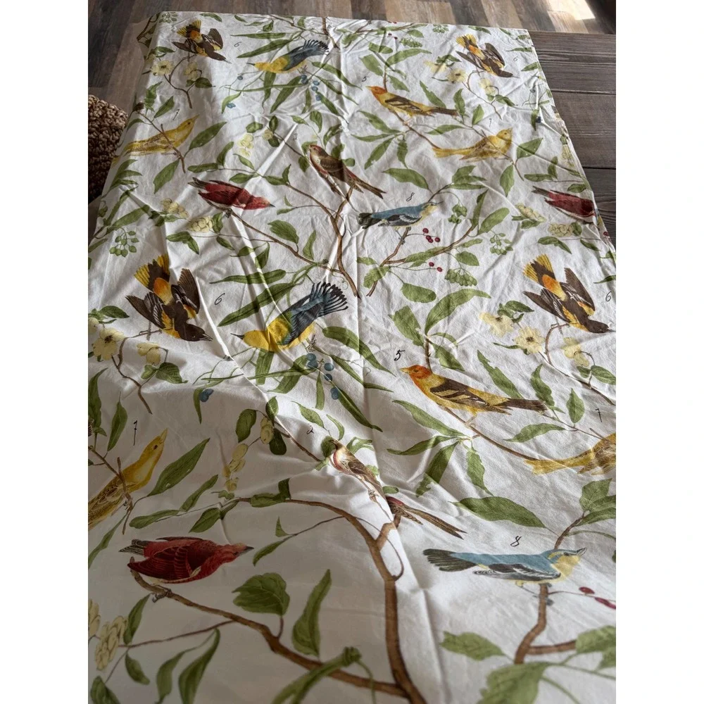 Rare Pottery Barn Vintage Bird Duvet Cover Twin White Ceasarea Sparrow Botanical